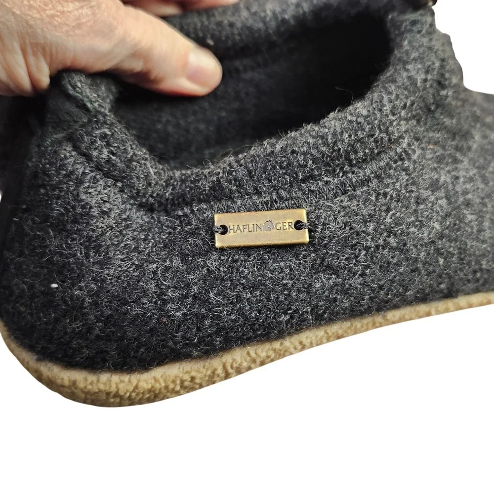 Haflinger Guido Black‎ boiled wool slip-on loafers elastic drawstring M9 L11
